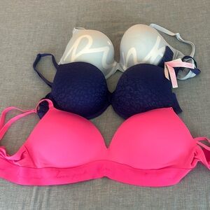 3 Victorias Secret PINK bras